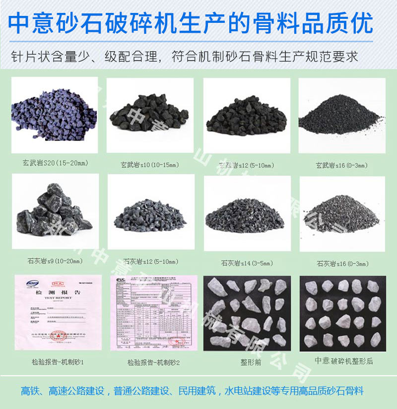 中意破碎机生产的骨料品质优