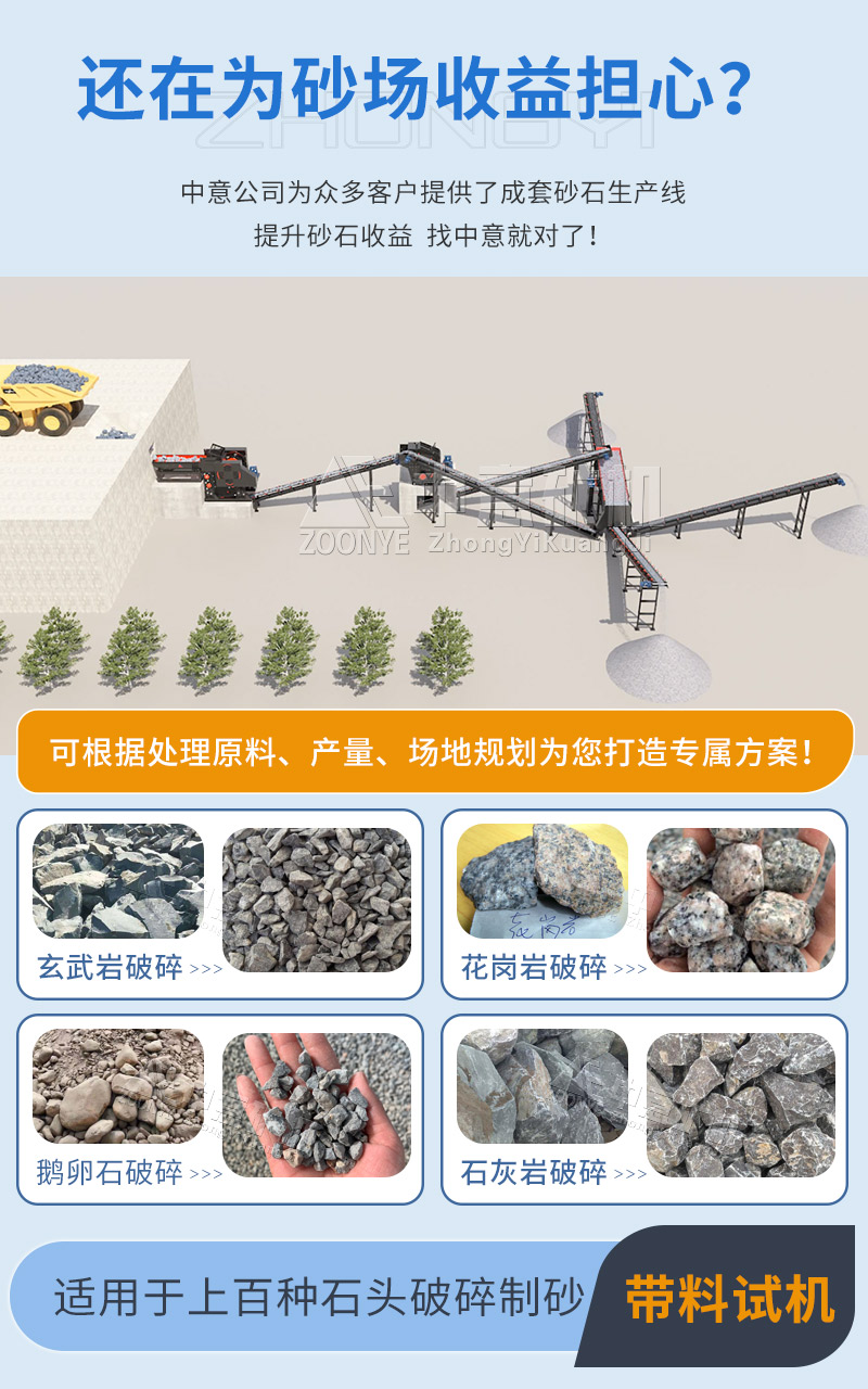 中意砂石料生产线配置及适用物料